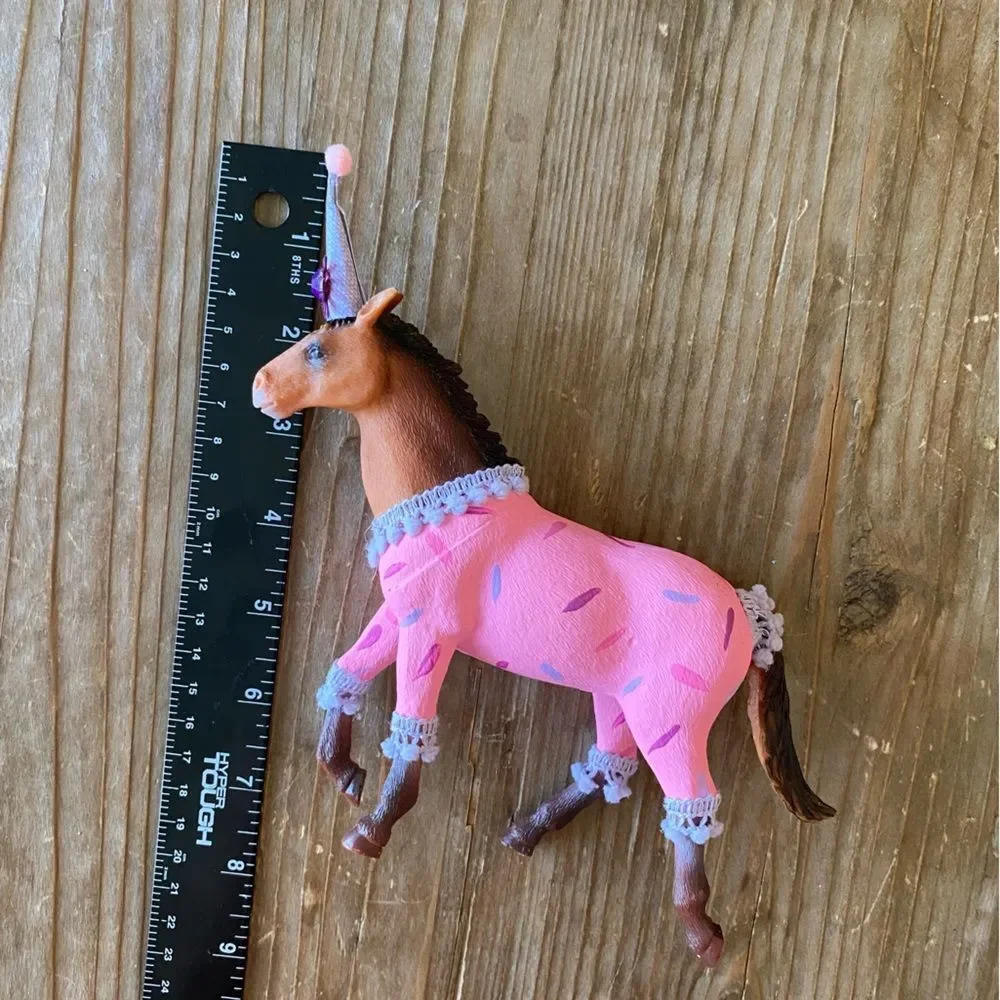 Horse Birthday Cake Pink and Lavender Western Cowgirl Cake Topper Toy